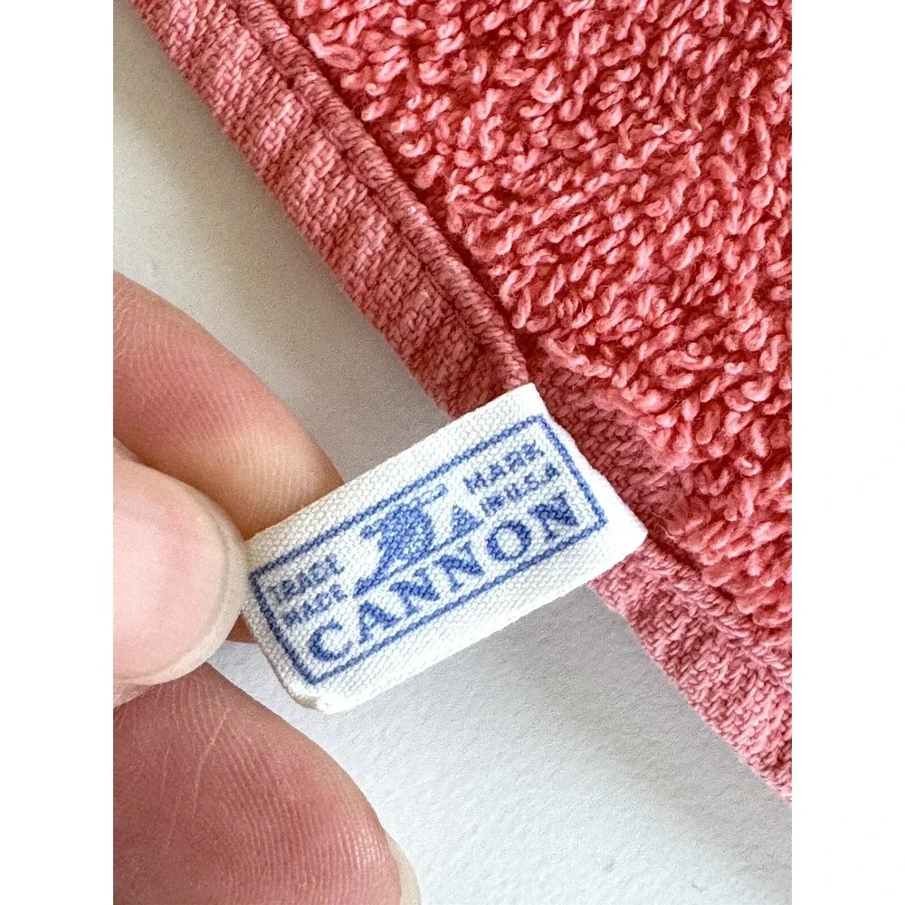 Vintage Cannon Pink 3D Flower Hand Towel & Washcloth Made in U.S.A. Set Of 2